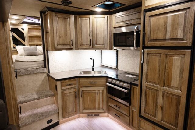 Kitchen Area in BI8X18FK Bighorn Edition Horse Trailer | Lakota Trailers