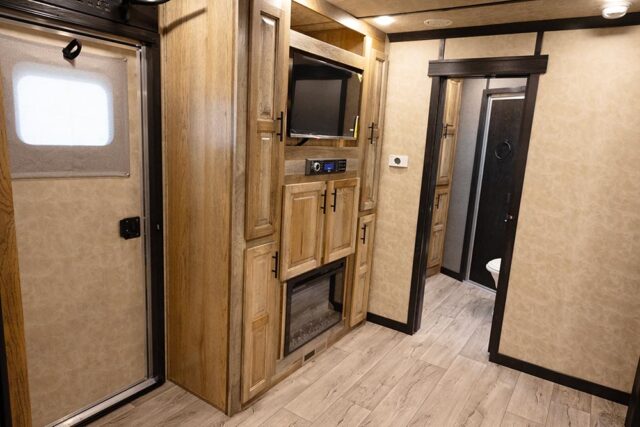 TV in Living Quarters in BI8X18FK Bighorn Edition Horse Trailer | Lakota Trailers