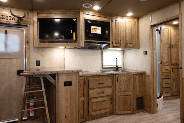 Kitchen Area in IN8X15SR Infinity Edition Horse Trailer | Lakota Trailers