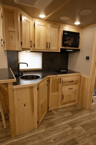 Kitchen Area in CH8X14CE Charger Edition Horse Trailer | Lakota Trailers