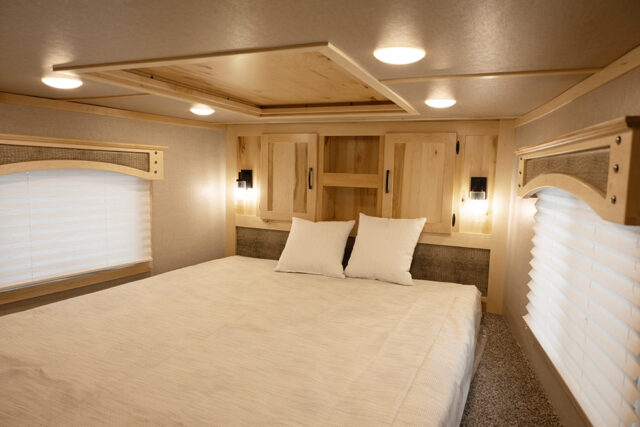 Bed in Gooseneck in CH8X14CE Charger Edition Horse Trailer | Lakota Trailers