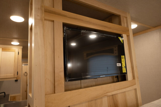 TV in Gooseneck in CH8X14CE Charger Edition Horse Trailer | Lakota Trailers