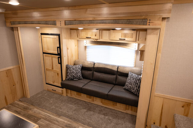 Sofa in CH8X14CE Charger Edition Horse Trailer | Lakota Trailers