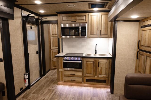 Kitchen Area in BIL8X17CE Bighorn Edition Livestock Trailer | Lakota Trailers