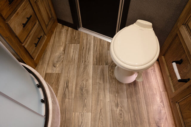 Bathroom Area in BI8X14CE Bighorn Edition Horse Trailer | Lakota Trailers