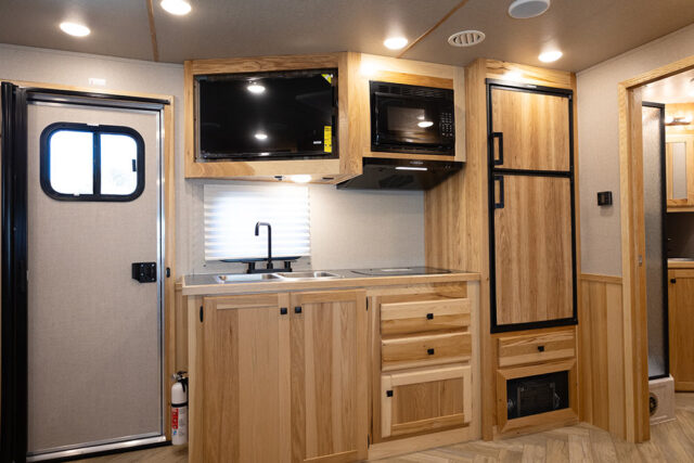 Kitchen Area in CO8X14SR Colt Edition Horse Trailer | Lakota Trailers