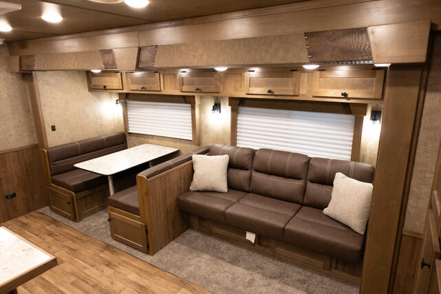 Sofa and Dinette in LY8X17SFE Legacy Edition Horse Trailer | Lakota Trailers