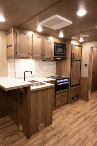 Kitchen Area in LY8X17SFE Legacy Edition Horse Trailer | Lakota Trailers