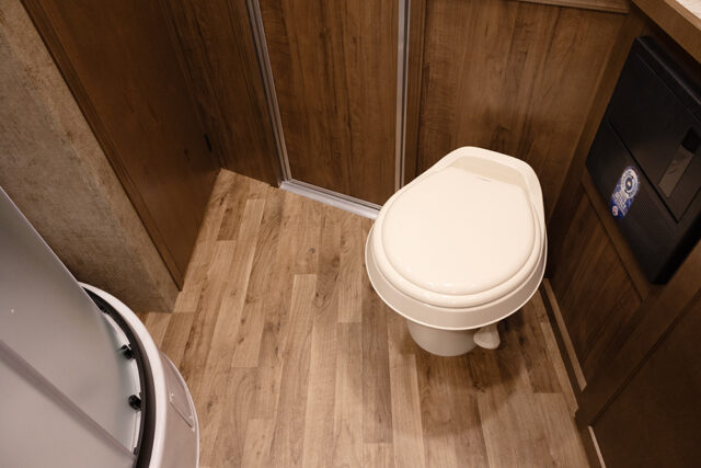 Bathroom Area in LY8X17SFE Legacy Edition Horse Trailer | Lakota Trailers