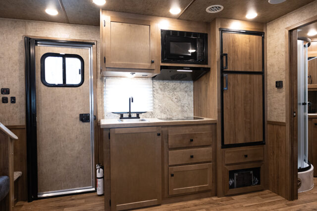 Kitchen Area in LY8X13SR Legacy Edition Horse Trailer | Lakota Trailers