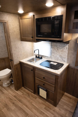 Kitchen Area in LY8X9SR Legacy Edition Horse Trailer | Lakota Trailers Kitchen Area in LY8X9SR Legacy Edition Horse Trailer | Lakota Trailers