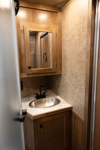 Bathroom Sink in LY8X9SR Legacy Edition Horse Trailer | Lakota Trailers Bathroom Sink in LY8X9SR Legacy Edition Horse Trailer | Lakota Trailers