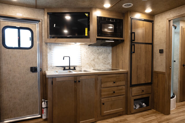 Kitchen Area in LY8X15SR Legacy Edition Horse Trailer | Lakota Trailers